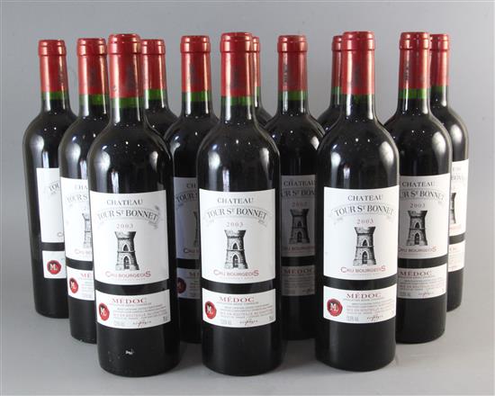 Twelve bottles of Chateau Tour St Bonnet, Medoc, 2003.